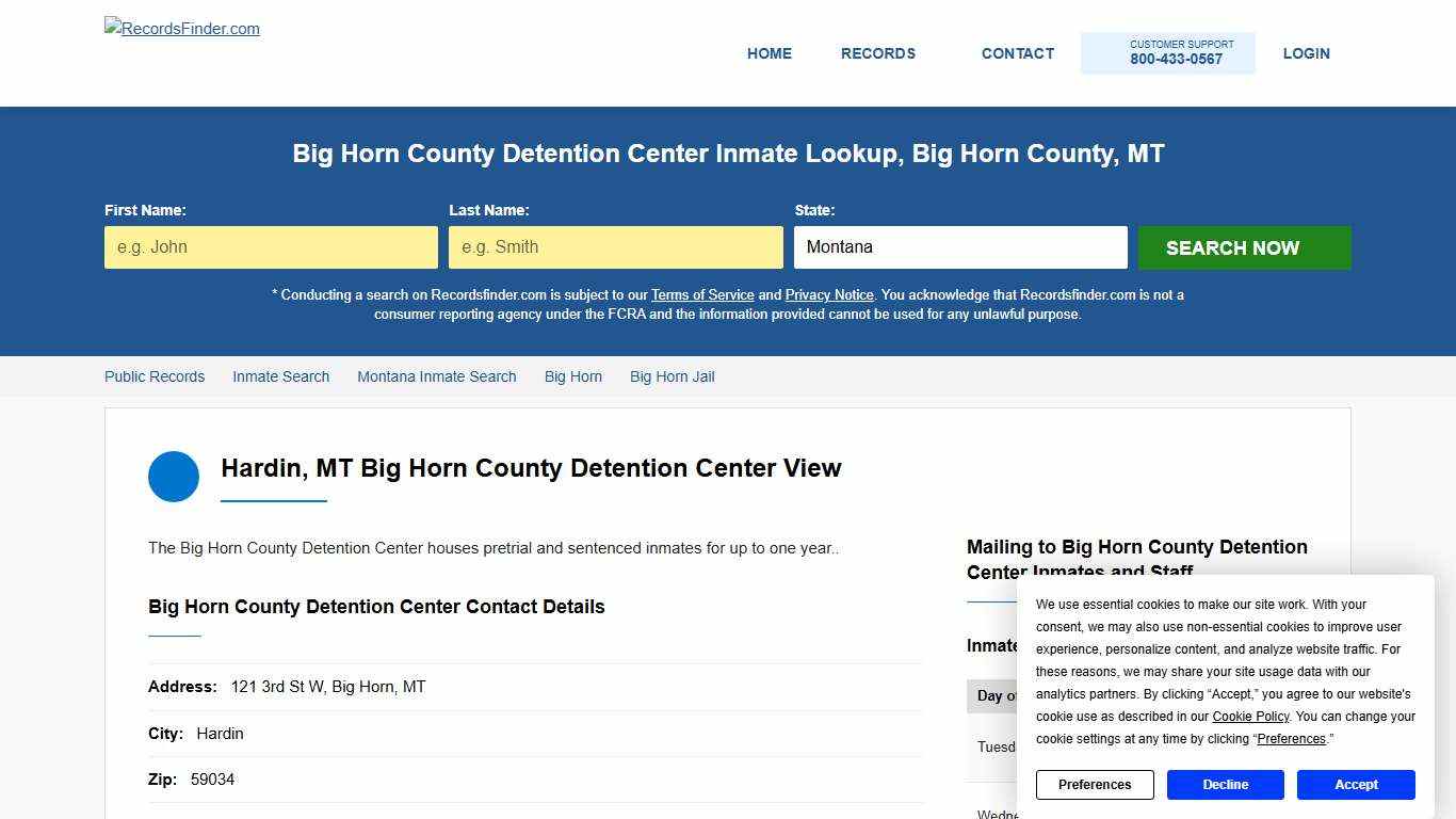 Big Horn County Detention Center Jail Roster & Inmate Lookup