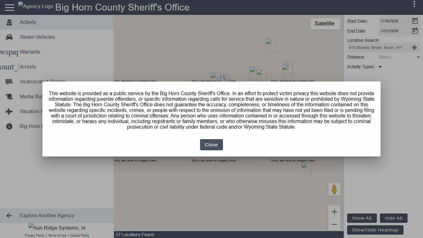 Big Horn County Sheriff's Office - Activity